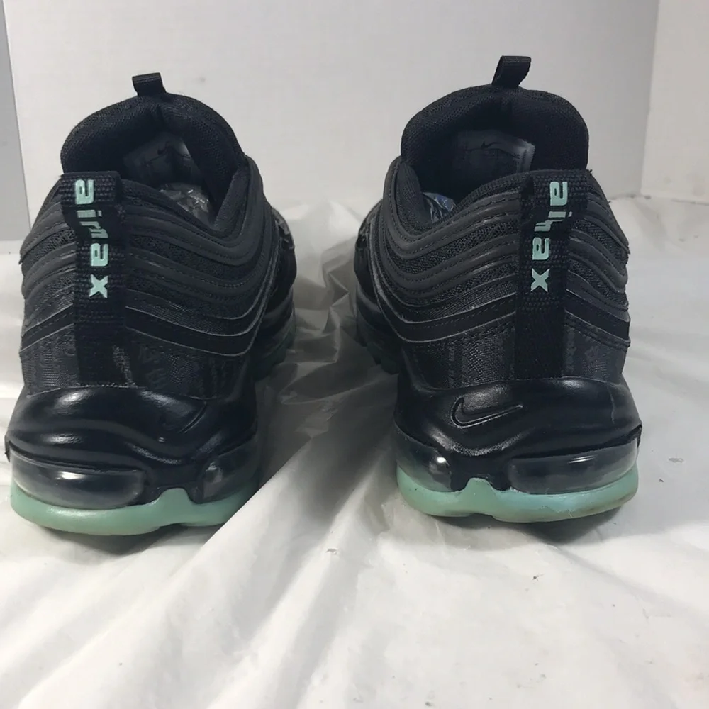 Nike Mens Air Max 97 Matrix Black and Green Lace Up Lifestyle Casual Sneakers